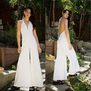 Free People White Backless Jumpsuit